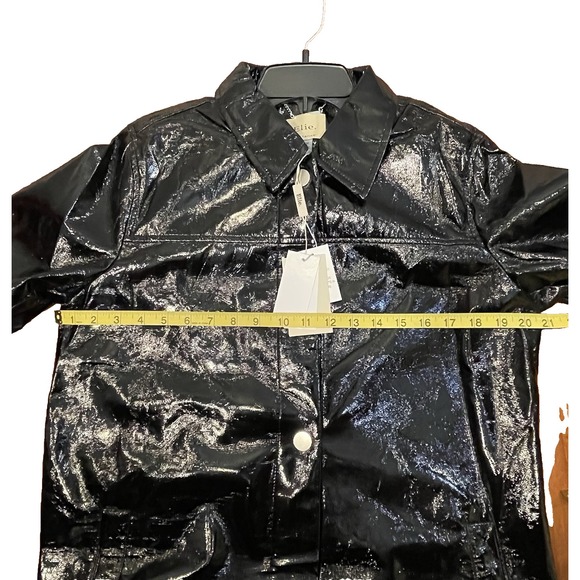 Elie Tahari Women's M Faux Leather Lightweight Maxi Shirt Jacket Coat - Picture 10 of 13